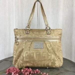 COACH Metallic Gold Poppy Tote Large Shoulder Bag